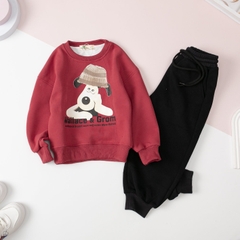 Bộ nỉ da cá Bé trai, bé gái in hình cún con size 3/8 tuổi