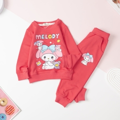 Bộ nỉ da cá Bé gái in hình Melody size 2/8 tuổi