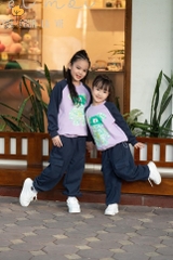 Bộ nỉ tay ráp lăng in gấu quần túi hộp 10/16