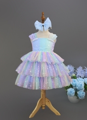 Váy công chúa sắc màu kèm nơ size 3/8 tuổi