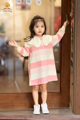 Váy nỉ kẻ BG cổ sen 2/10