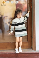Váy nỉ kẻ BG cổ sen 2/10