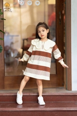 Váy nỉ kẻ BG cổ sen 2/10