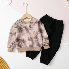 Bộ nỉ bé trai vải chéo Hàn Quốc size 2/8 tuổi