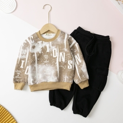 Bộ nỉ xốp bé trai vải chéo Hàn Quốc quần túi hộp size 10/14 tuổi