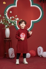 Áo dài BT nhung tăm 3 cúc vai 2/12 x23