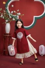 Áo dài nhung BG phối tay loe 2/10 x23
