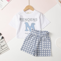 Bộ cotton TE áo crotop quần kẻ 4/14 x24