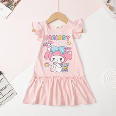 Váy cotton Bé gái viền tay đuôi cá size 2/10 tuổi