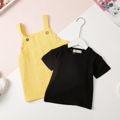 Set quần yếm kaki và áo phông vàng BG hình thỏ 2/10