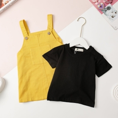 Set quần yếm kaki và áo phông vàng BG hình thỏ 2/10