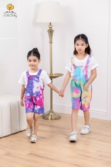Set quần yếm kaki và áo phông loang BG 2/10 x24