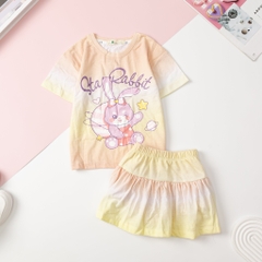 Bộ cotton BG chân váy vải loang 3/10 x24