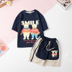 Bộ cotton cao cấp Bé trai, bé gái in Smile size 4/12 tuổi