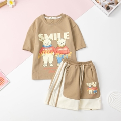 Bộ cotton cao cấp Bé trai, bé gái in Smile size 4/12 tuổi