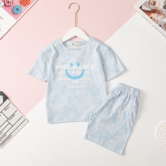 Bộ quần áo cotton TE BG ngắn tay vải loang 2/12 x24