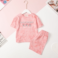 Bộ Bé gái cotton ngắn tay vải loang size 2/12 tuổi