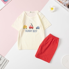 Bộ cotton giấy Bé trai, bé gái cúc vai size 1/5 tuổi