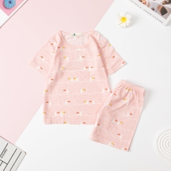 Bộ cotton giấy Bé trai, bé gái cúc vai size 1/5 tuổi