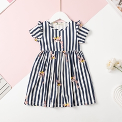 Váy cotton Bé gái ngắn tay bèo vai size 2/12 x24