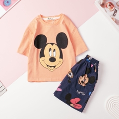 Bộ cotton Bé gái ngắn tay hình dâu tây, kem, Mickey size 2/10 Tuổi