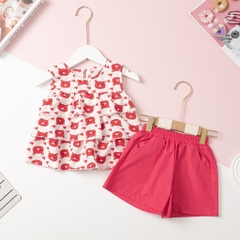 Bộ quần áo cotton TE BG đũi sát nách quần thô 2/12 x24