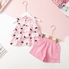 Bộ quần áo cotton TE BG đũi sát nách quần thô 2/12 x24