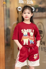 Bộ cotton cao cấp Bé trai, bé gái in Smile size 4/12 tuổi