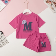 Bộ cotton ngắn tay Bé gái chữ M size 2/8T x24