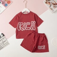 Bộ cotton ngắn tay Bé gái in RICK size 4/16T x24