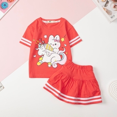 Bộ cotton Bé gái chân váy chạy sọc size 3/10 tuổi