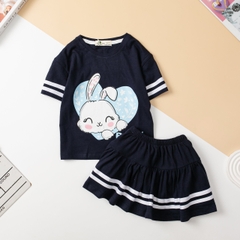 Bộ cotton BG chân váy chạy sọc 3/10 x24