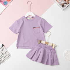 Bộ Bé gái chân váy xếp ly, lé đỏ túi size 2/12T x24