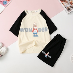 Bộ cotton Bé gái ngắn tay phối thỏ size đại 8/14T