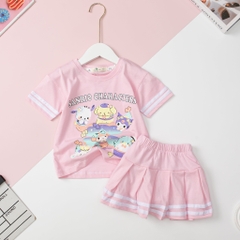 Bộ cotton BG chân váy chạy sọc 3/10 x24