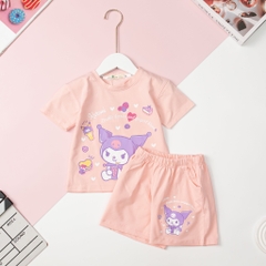 H424 Bộ cotton Bé gái ngắn tay kuromi size 8/12T x24