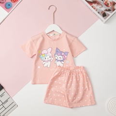 H424 Bộ cotton Bé gái ngắn tay kuromi size 8/12T x24