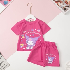 H424 Bộ cotton Bé gái ngắn tay kuromi size 8/12T x24