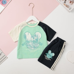 H449 Bộ cotton BG phối tay quần lé sọc 10/16