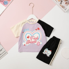 H449 Bộ cotton BG phối tay quần lé sọc 10/16