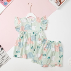 Bộ quần áo cotton TE lanh BG cúc ngực cánh tiên 10/14 x24