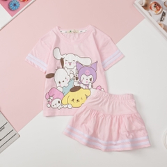 Bộ cotton BG chân váy chạy sọc 3/10 x24