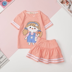 Bộ cotton BG chân váy chạy sọc 3/10 x24
