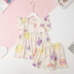 Bộ quần áo cotton TE lanh BG cúc ngực cánh tiên 10/14 x24