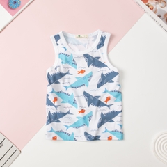 H463 Áo cotton Bé trai sát nách in hình size 2/8T x24