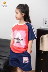 H449 Bộ cotton BG phối tay quần lé sọc 10/16