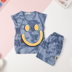 H466 Bộ cotton BT sát nách loang mặt cười 2/8