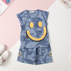 H466 Bộ cotton BT sát nách loang mặt cười 2/8