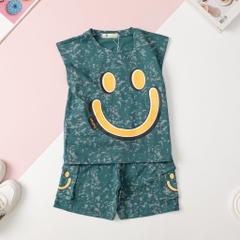 H466 Bộ cotton BT sát nách loang mặt cười 2/8