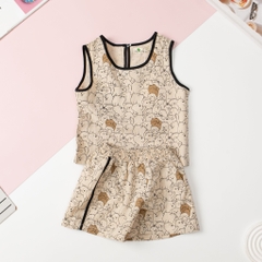 Bộ cotton BT sát nách có lé 1/7